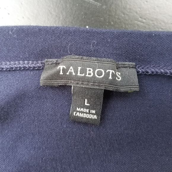 Talbots Navy Career Top Boat Neck Soft Cotton L - Picture 6 of 6